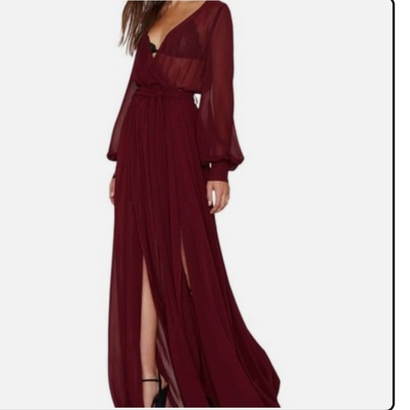 Olivaceous Dresses & Skirts - Olivaceous Deep Burgundy Long Sleeve Dress